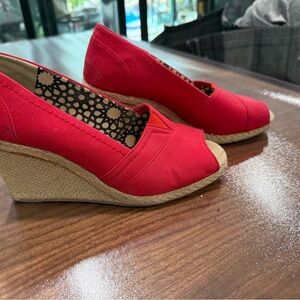 Red Wedge  7 1/2 Peep Toe Shoes